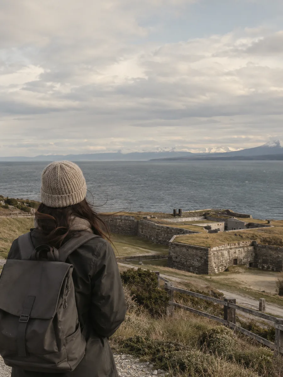 Vue à Fuerte Bulnes et au parc du détroit de Magellan